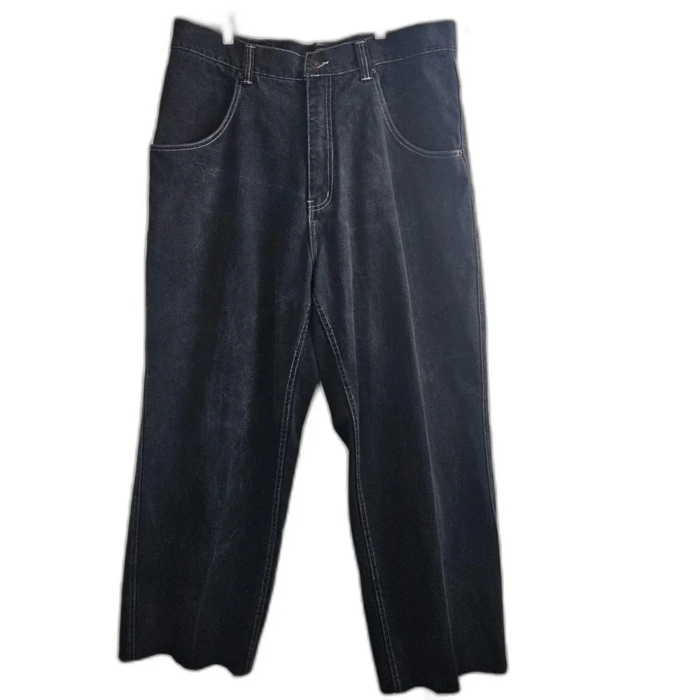 VTG 90s On the Brink Wide Leg Loose Fit Black Jeans Men's 36X30 Big Pockets